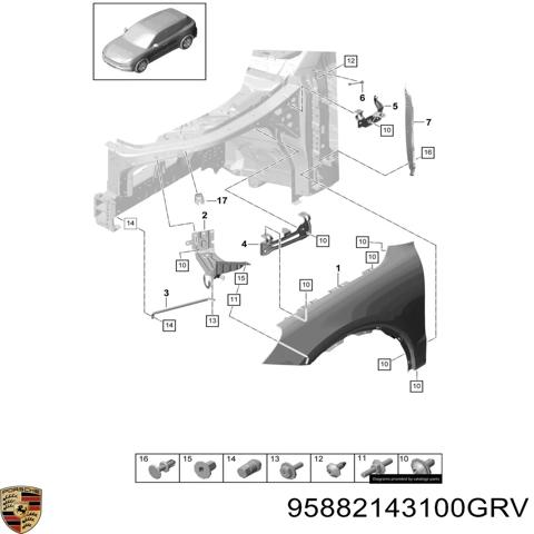Кронштейн кріплення крила переднього лівого верхній 95882143100GRV PORSCHE