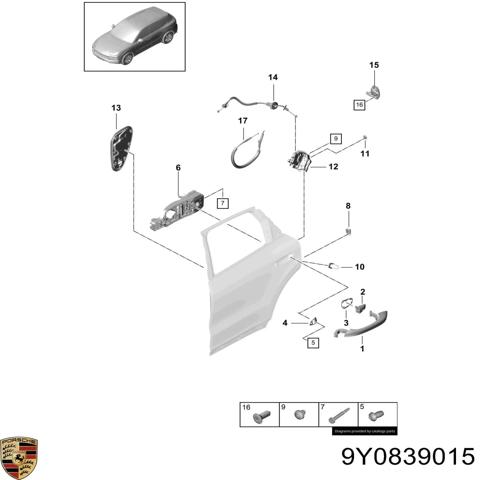 Замок задньої двері, лівої 9Y0839015 PORSCHE