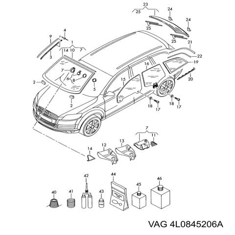 Вікно задніх дверей 4L0845206A VAG