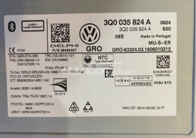 Блок керування мультимедійний 3Q0035824A VAG