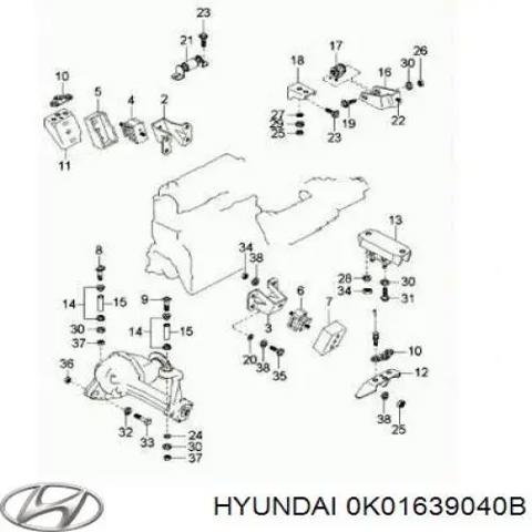 Подушка (опора) двигуна, права передня 0K01639040B HYUNDAI
