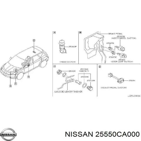 Блок кнопкових перемикачів кермового колеса 25550CA000 NISSAN
