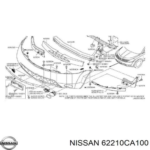 Кронштейн підсилювача переднього бампера 62210CA100 NISSAN