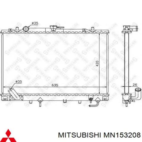 Радіатор системи охолодження двигуна MN153208 MITSUBISHI