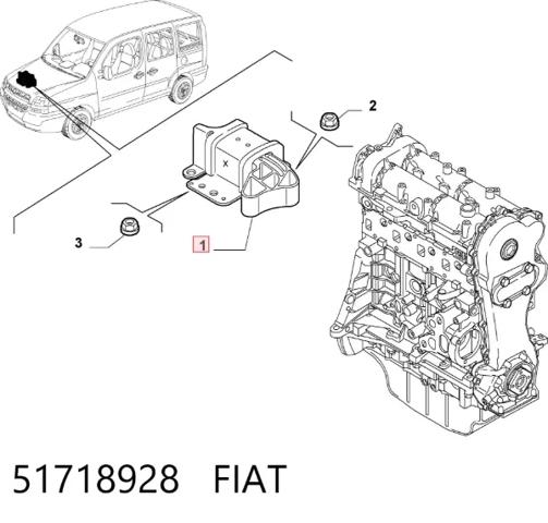 Права опора двигуна 51718928 FIAT
