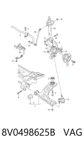 Маточина переднього колеса 8V0498625B VAG