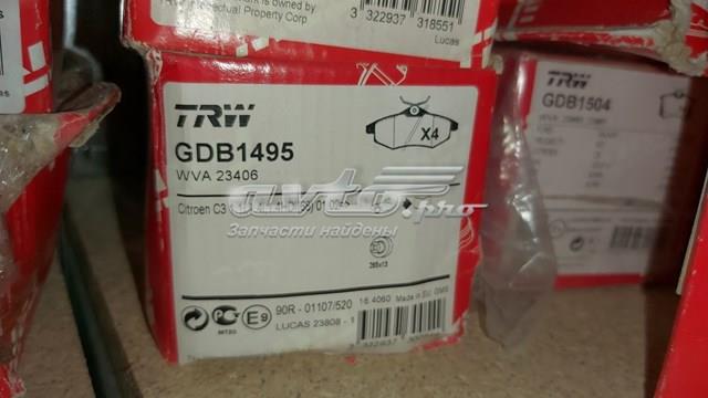 Комплект гальмівних колодок з 4 шт, дисків GDB1495