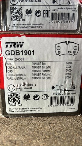 Колодки гальмівні дискові, комплект GDB1901
