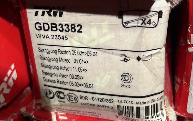 Задні колодки GDB3382 TRW