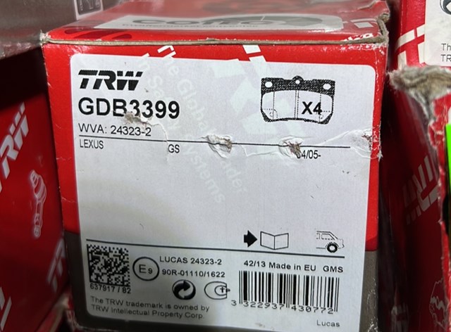 Задні дискові колодки GDB3399 TRW