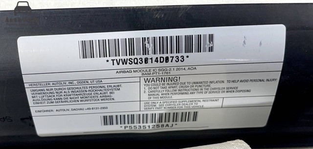 Подушка безпеки, бічна, права, AIRBAG 55351258AJ CHRYSLER