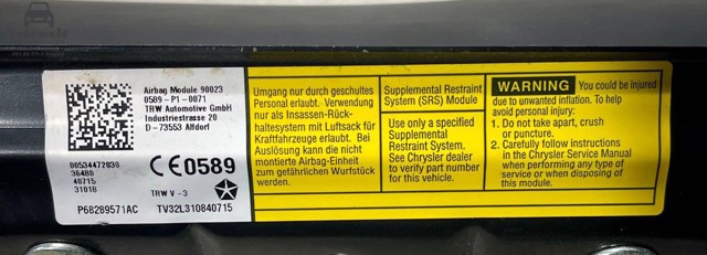 Подушка безпеки, водійська, AIRBAG, захисту колін 68289571AC CHRYSLER