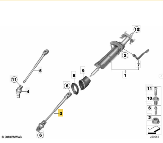 Вал рульової колонки, нижній 32306787334 BMW