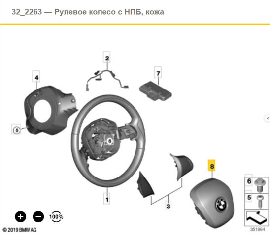 Подушка безпеки, водійська, AIRBAG 32306870363 BMW