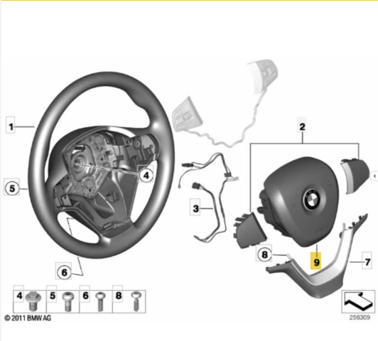 Подушка в кермі 32306888441 BMW