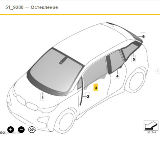 Скло передніх дверей, лівих 51337290859 BMW