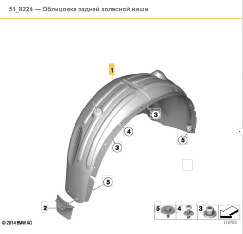 Підкрилок заднього крила, правий 51717213650 BMW