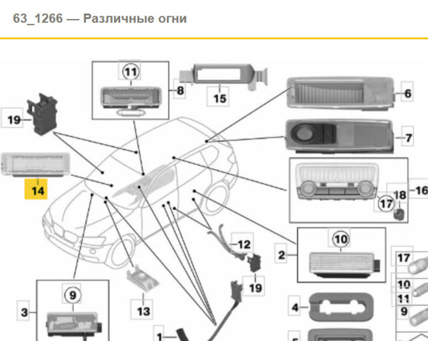 Ліхтар підсвічування ніг, передній 63319242161 BMW