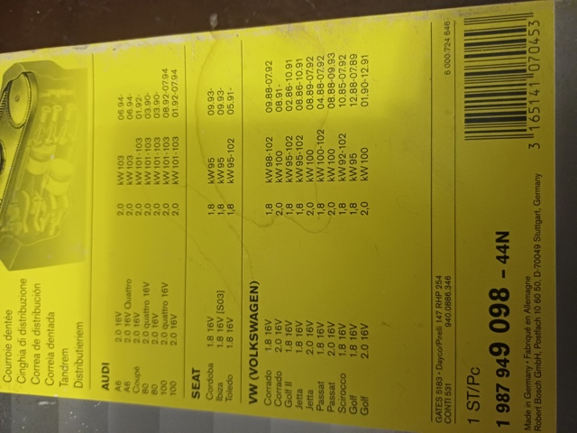 ГРМ ремінь 1987949098 BOSCH