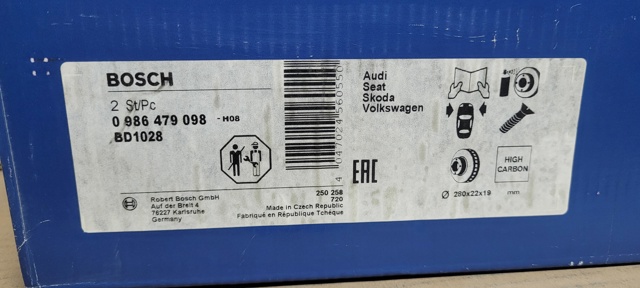 Диск переднього гальма 0986479098 BOSCH