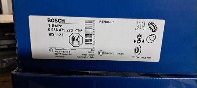 Bosch renault диск гальмівний задн,  (з підш, (з abs) laguna 01- 0986479273