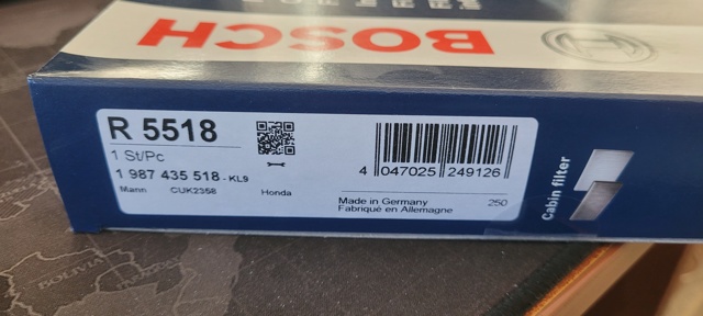 Фільтр салону вугільний 1987435518 BOSCH