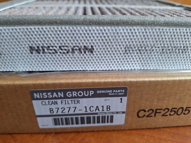 Фільтр, повітря у внутрішній простір 272774HH0A NISSAN