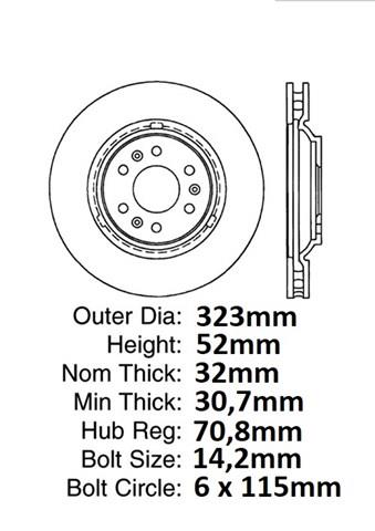 Тормозной диск передний, cadillac srx 2004-2009 18A1754