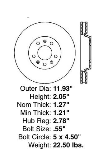Пр-во centricparts. диск тормозной передний, 5 шпилек, диаметр 303мм PRT5593