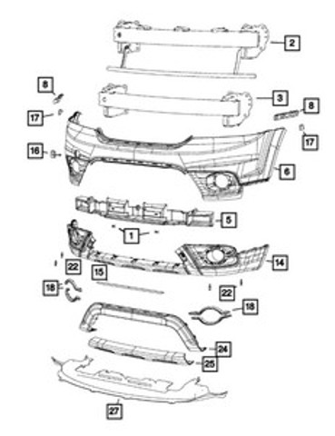 Кронштейн бампера переднього, лівий 5178411AD CHRYSLER