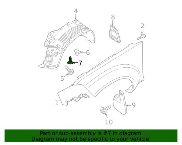 Пістон (кліп) кріплення підкрилки переднього крила 015532DR9A NISSAN