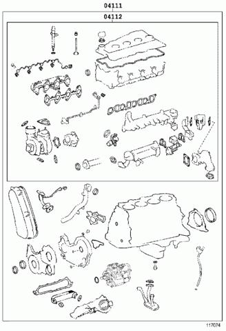 Комплект прокладок двигуна 0411130675 TOYOTA