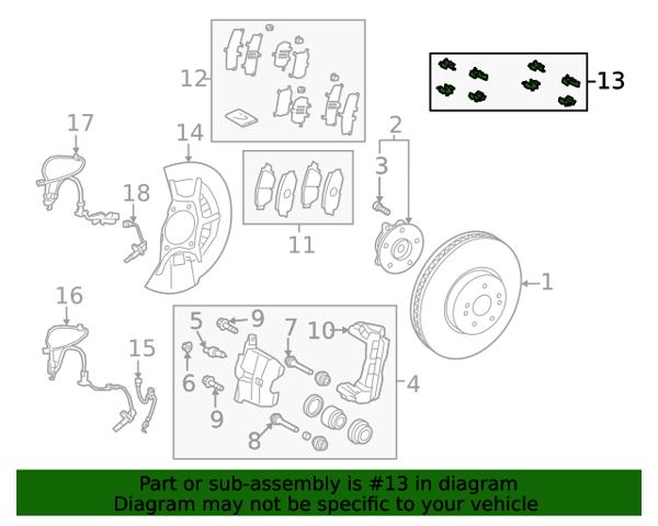 Ремкомплект передніх гальм 0494748080 TOYOTA