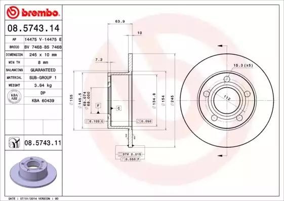 Диск заднього гальма 08574311 BREMBO