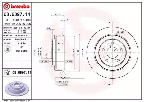 Диск гальмівний задній 08689714 BREMBO