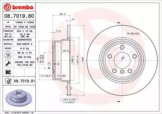Диск гальмівний задній 08701981 BREMBO