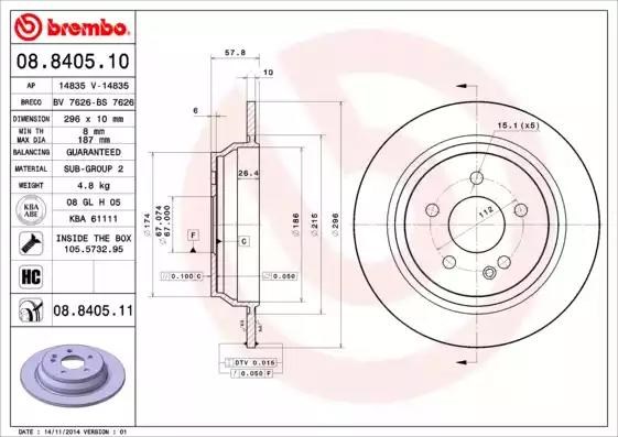 Диск гальмівний задній 08840510 BREMBO