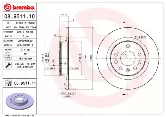 Дискові гальма 08951110 BREMBO