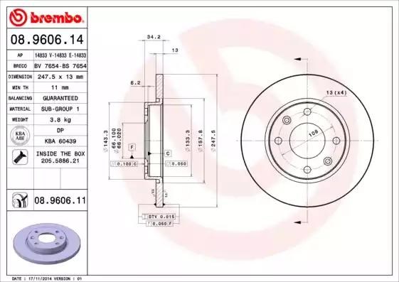 Диск гальмівний передній 08960614 BREMBO