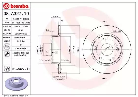 Диск гальмівний задній 08A32711 BREMBO