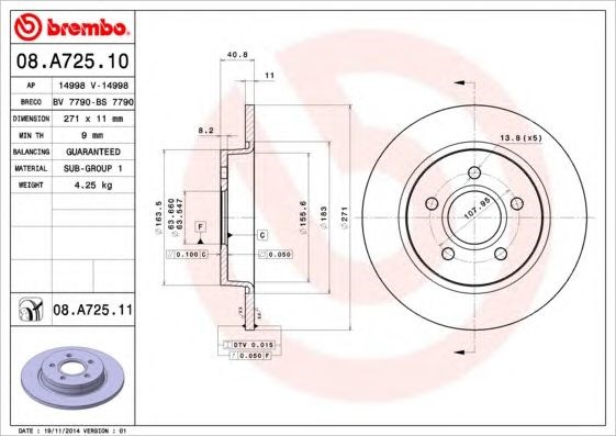 Дискові гальма 08A72510 BREMBO