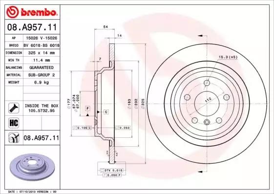 Дискові гальма 08A95711 BREMBO