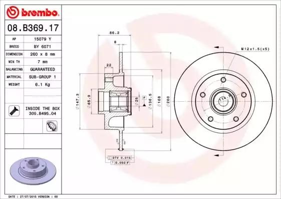 Задні дискові гальма 08B36917 BREMBO