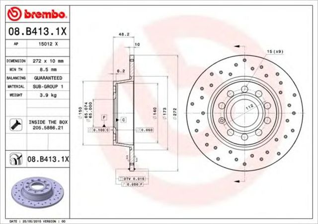 Диск гальмівний задній 08B4131X BREMBO
