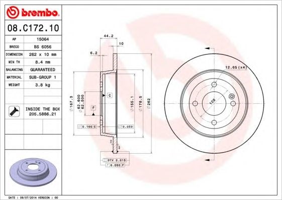 Дискові гальма 08C17210 BREMBO