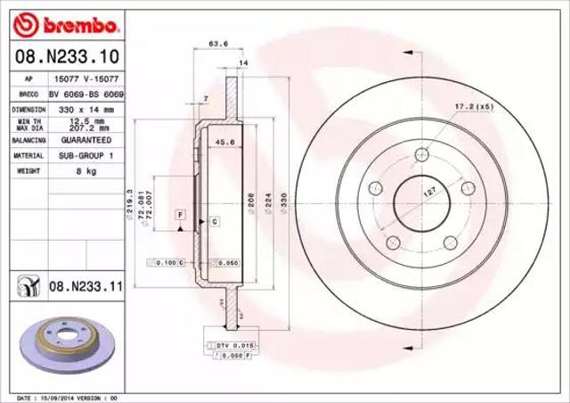 Дискові гальма 08N23311 BREMBO