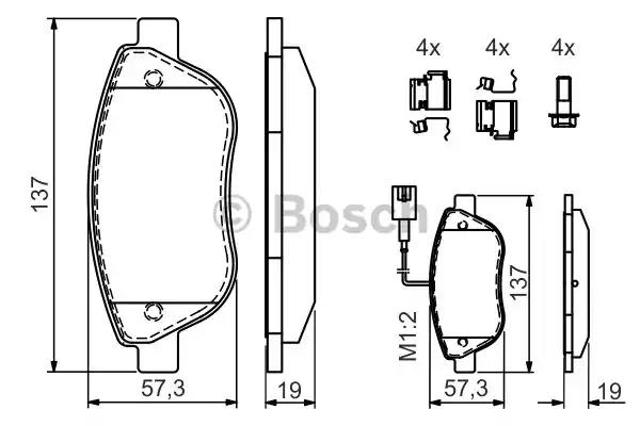 Колодки гальмівні дискові комплект 0986424596 BOSCH