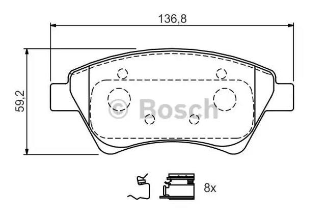 Колодки гальмівні передні, дискові 0986424785 BOSCH