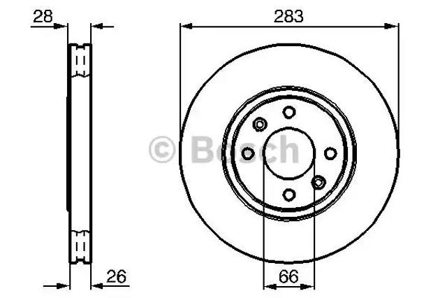 Autooil bosch peugeot диск гальмівний передній 406 1.9/2.1td/2.0 283x26 0986478831