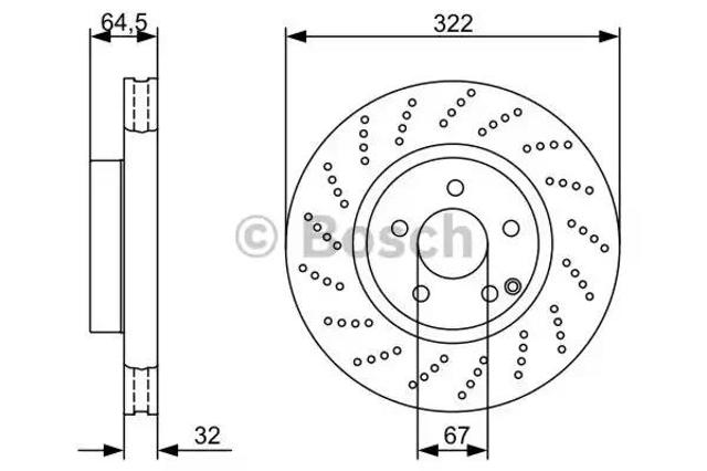 Диск гальмівний передній 0986479408 BOSCH